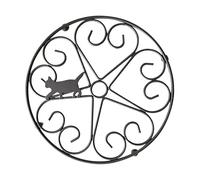 DOITOOL Heat Resistant Iron Cat Shape Pot Holder Mat with Chic Black Design, Sturdy Wrought Iron Placemat for Office and Housewarming Day, Anti-scald and Decorative Kitchen Accessory