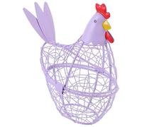 DOITOOL Hen Shape Iron Egg Basket Violet Decorative Chicken Storage Organizer for Kitchen Home Supplies Multifunctional Reliable Egg Holder for Pantry