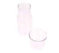 DOITOOL High Borosilicate Glass Water Carafe with Pink Cup Set, 1-Person Desktop Water Jug for Bedroom and Home, Household Glass Juice Pitcher for Drinking Supply and Refreshments