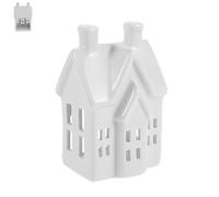 DOITOOL House Shaped Ceramic Tealight Candle Holder in White, Resistant to High Temperatures and Easy Maintenance, for Home Decor and Festive Events, Modern Farmhouse Style