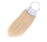 DOITOOL Human Hair Color Ring Can be Cut with Mark 30pcs for Testing with White Pvc Ring, Real Human Hair Samples in Beige for Colour Testing and Practice Salon Supplies