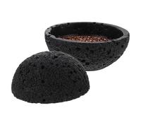 DOITOOL Imitation Volcano Ball with Easy to Clean Surface Serving Bowl in Black Cement and Metal, Unique Round Sphere Design for Sushi Serving and Culinary Displays, Versatile Table