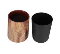 DOITOOL Imitation Wood Grain Trash Can Open Top Round Wastebasket for Home Office Bedroom Vintage Chinese Style Design Moderate Capacity for Daily Use