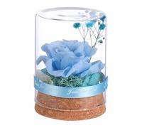 DOITOOL Immortal Flower Glass Dome Rose Decoration with Glass Cover, Blue Forever Flower Display for Christmas and Valentine’S Day