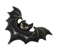 DOITOOL Inflatable Bat Decoration Halloween Decor Halloween Blow up Bat Balloon Black Aluminum Film