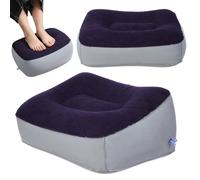 DOITOOL Inflatable Foot Rest Cushion Travel Foot Stool 2Pcs Flocking PVC Material Lightweight Portable Comfortable Support for Outdoor Camping and Flight Relaxation