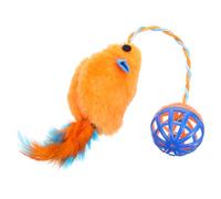 DOITOOL Interactive Cat Toys with Built-in Bell - 13g Lightweight Plush Mouse Ball for Indoor Kittens - Orange Plastic Sound Balls Squeaky Tease Activity - Safe Chew Toy for Teeth