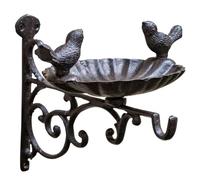 DOITOOL Iron Bird Feeder Hanging Basket for Outdoor Summer Use with Cast Iron Material Brown Basket Shape Classical Style Carvings Attracting Birds