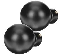 DOITOOL Iron Curtain Pole Finials Curtain Rail End Caps Black 2pcs with Easy Tool-free Installation Stylish Decorative Finials for Home and Hotel