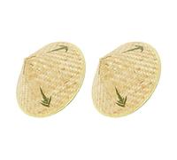DOITOOL Japanese Straw Hat 2pcs Coolie Hat Traditional Chinese Straw Cone Hat Asian Summer Sun Hat Garden Fishing Hat Rice Farmer Hat for Kids Adult Farmer Costume Accessory 36cm Chinese Hat