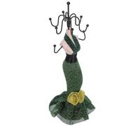 DOITOOL Jewelry Holder Mannequin Earring Display Rack Female Dress Form Resin Iron Polyester Material European Princess Style Ample Storage Space Romantic Atmosphere for Home Decoration