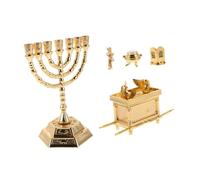 DOITOOL Judaic Ark Covenant Statue Candle Holder Gold Pillar Candle Holder Decorative Figurine Trinket Box Biblical Religious Home Decor for Jewish Holiday and Spiritual Display