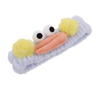 DOITOOL Kawaii Plush Big-eyed Spa Headband Soft Plush Face Wash Hairband with Whimsical Sausage Mouth Design for Women and Comfortable Skincare and Makeup Hair Wrap