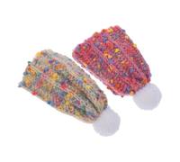 DOITOOL Knitted Mini Hats 2Pcs Tiny Wool Caps for Dolls and Stuffed Animals Soft Beanie Accessories for DIY Crafts and Dollhouse Use