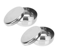 DOITOOL Korean Stainless Steel Rice Bowls with Lid 2 Sets Traditional Steam Rice Bowls Leakproof Metal Bowls for Kitchen and Dining 3.94X3.94X1.97In
