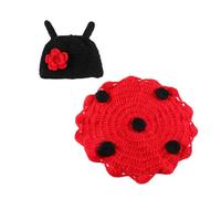 DOITOOL Ladybug Photography Outfit Set for Newborns, Knitted Unisex Prop Costume Hat and Pants, Photo Shoot Props for Boys and, Newborn Photo Session Accessory