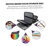 DOITOOL Large Capacity Art Pencil Pouch Foldable Black Leather Drawing Pencil Bag for Watercolor Pens and School Stationery Portable Multi Purpose Organizer for Artists and Students