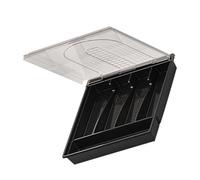 DOITOOL Large Capacity Cutlery Organizer Box with Lid, Kitchen Flatware Storage Case with Compartments, Black Utensil Drawer Organizer for Kitchen Sundries and Tableware