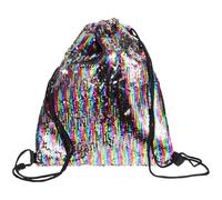 DOITOOL Large Capacity Drawstring Backpack with Sparkling Sequin Design, Comfortable Polyester Gym Bag for Shopping and Hiking, Versatile Drawstring Closure Sports Storage Bag