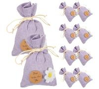 DOITOOL Lavender Sachet Bags Easy to Open and Close 10pcs Empty Linen Drawstring Pouches for Storage Dried Flowers and Keys for Wardrobe Or Home Fragrance Use