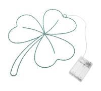 DOITOOL Lighted Shamrock Wall Decoration Battery Powered Irish Themed Green Clover LED Window Light with Timer for St Patrick’S Day Party Indoor Use