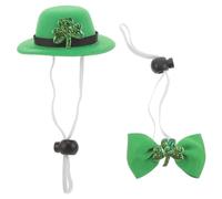 DOITOOL Lightweight Irish Pet Party Costume with Shamrock Hat and Collar for Dogs and Cats St Patricks Day Puppy Cosplay Outfit