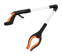 DOITOOL Litter Picker Grabber 32" Foldable Trash Reacher with Magnetic Tip and 90 Degree Rotating Head 81Cm Handle for Hard to Reach Places Seniors Silver Orange