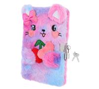 DOITOOL Lockable Cat Diary for Plush Cover and Keys Cute Cartoon Bowknot Design Writing and Sketch Journal for Privacy and Easy Portability