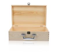 DOITOOL Lockable Unfinished Wooden Box with Handle DIY Storage Chest for Jewelry Crafts Keepsakes and Home Organization