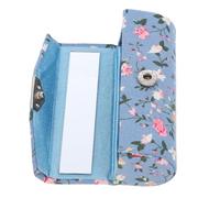 DOITOOL Make up Case with Mirror Floral Lipstick Case with Mirror Lipstick Boxes LED Turquoise Vanity Quilted Blue