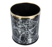 DOITOOL Marbling Garbage Bin Plastic round Trash Can Sleek Industrial Look and Lidless Design, Versatile Wastebasket for Office and Home Use, Sturdy Black Plastic Container
