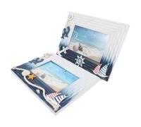 DOITOOL Mediterranean Style Rustic Wall-mounted Picture Frame Collage, 2-section 6-inch Iron Anchor Sailboat Design, Coastal Home Decor for Living Room and Office