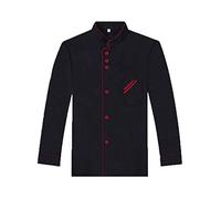 DOITOOL Men's Long Sleeve Chef Jacket XL - Black Restaurant Cook Shirt Coat with Button Down - Professional Kitchen Uniform Apparel for Culinary Catering Bakery Food Service