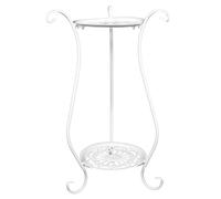 DOITOOL Metal Bird Bath Stand 23.6 Inch Tall Heavy Duty Iron Base with Two-tier round Shelf for Outdoor Garden Patio Backyard Easy Maintenance and Versatile Placement