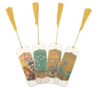 DOITOOL Metal Bookmark Chinese Style Featuring Classic Chinese Landscape Painting Versatile Iron Book Mark with Pendant Unique Traditional Culture Page Marking for Reading and Gift