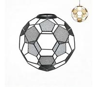 DOITOOL Metal Football Lampshade - Black Hollow Soccer Ceiling Light Shade - Iron Geometric Cage Pendant Cover for Boys Bedroom Gaming Room Sports Theme Decor - 14.5cm Small Retro Fixture