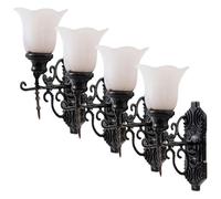 DOITOOL Micro Landscape Ornament Mini Wall Lamps 4Pcs 1/12 Scale Victorian Style Bedside Lighting for Dollhouse Sand Table Decoration