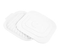 DOITOOL Microwavable Silicone Bacon Cooking Tray with Lid, Square Non-Stick Microwave Bacon Pan for Oven Cooking, White Silicone Bakeware Plate for Kitchen and Restaurant Use