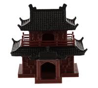 DOITOOL Mini Pavilion Ornament Japanese Pavilion Model, Brown Plastic Handmade Classical Elegance, for Bonsai and Fish Tank, Studies