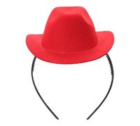 DOITOOL Mini Red Cowboy Hat Headband for Women, Lightweight Non-woven Fabric Western Party Accessory, Portable Retro Style Headwear for Travel and Valentine’s Day