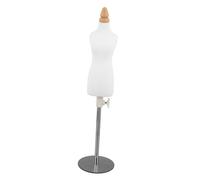 DOITOOL Mini Sewing Mannequin Miniature Garment Drape Form 1/4 Scale White Wooden Cloth Stainless Steel for Fashion Students and Designers Patternmaking Teaching Sessions and Demonstration
