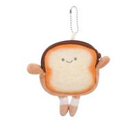 DOITOOL Mini Zipper Wallet Coin Pouch Cute Cartoon Toast-Shaped Lint Non-Woven Fabric Storage Case for Cables Wear-Resistant Young People Students Daily Essentials with Hanging Chain