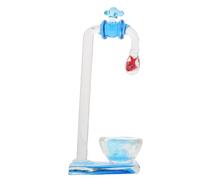 DOITOOL Miniature Glass Fish Bowl with Floating Water Tap Aquarium Decoration, Small Artificial Aquarium Ornament for Office Desk, Glass Goldfish Figurine Water Ornament