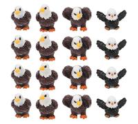 DOITOOL Miniature Resin Eagle Figurines Garden Statues 16pcs Lightweight with Fine Craftsmanship, Coffee- Resin Animal Decorations for Living Room and Patio Ornamentation