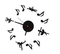 DOITOOL Modern DIY Acrylic Wall Clock with Clear Numbers Silent Non-battery Operated Music Note Design for Home Office Lightweight Decorative Sticker for Smooth Walls
