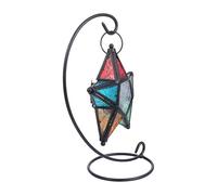 DOITOOL Moroccan Star Shape Iron Candleholder with Embossed Glass for Desktop Decoration, Chic and Simple Style Suitable for Home and Office Use