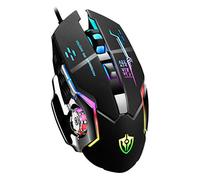 DOITOOL Mouse May ABS and Metal Build Adjustable Dpi Macro Programming LED Game Mouse with 6 Custom Buttons Black for Laptop and Computer
