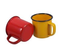 DOITOOL Mugs Set of 2 - Vintage Enamel Mug Camping Mug, Durablee Tea & Coffe Mug Set for Home, Kitchen, and Office - Mini Stoneware Mug(Red and Yellow)