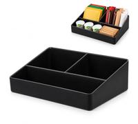DOITOOL Multifunctional Black Storage Organiser - 3 Compartment Organiser | Versatile Coffee Condiment Holder, Sugar Packet & Tea Bag Tray for Kitchen Countertops, Office Desks, and Cosy Breakrooms