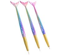 DOITOOL Nail Art Liner Brush Set with Mermaid Shaped Gradient Tail Design for Drawing Detailed Lines 3pcs Reusable Nylon Wool and Metal Tube Brushes in Manicure and Nail Art Projects